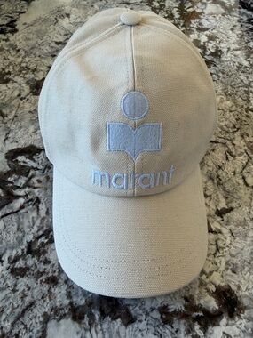 Isabel Marant Beige Canvas Logo Baseball Cap